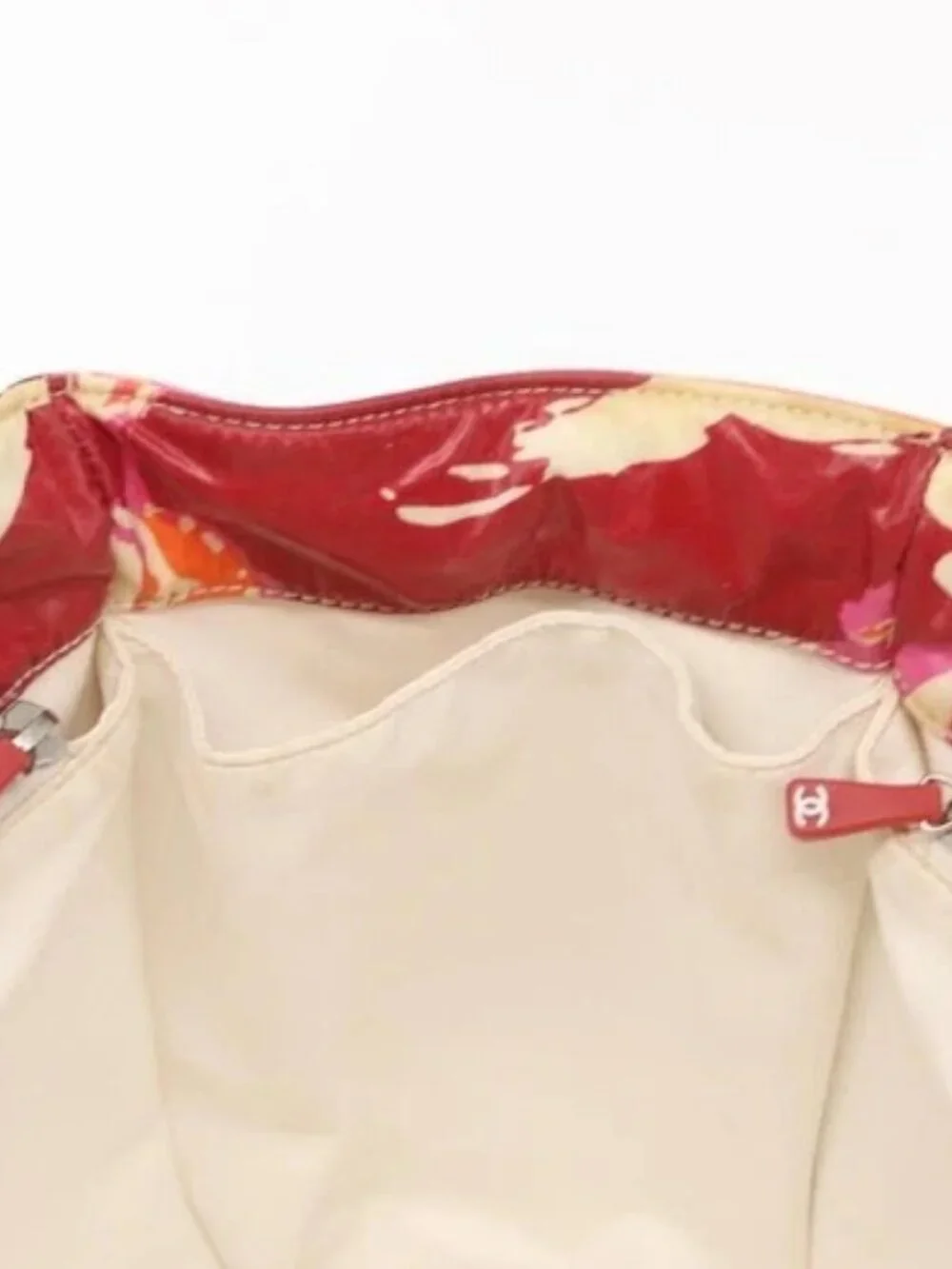 CHANEL Camelia Tote Bag Nylon Red CC Auth 164053